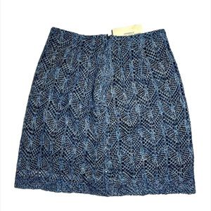 VTG 80s Express Crochet Lace Blue Skirt with Mesh Sheer Lining Lined 1980s 90s